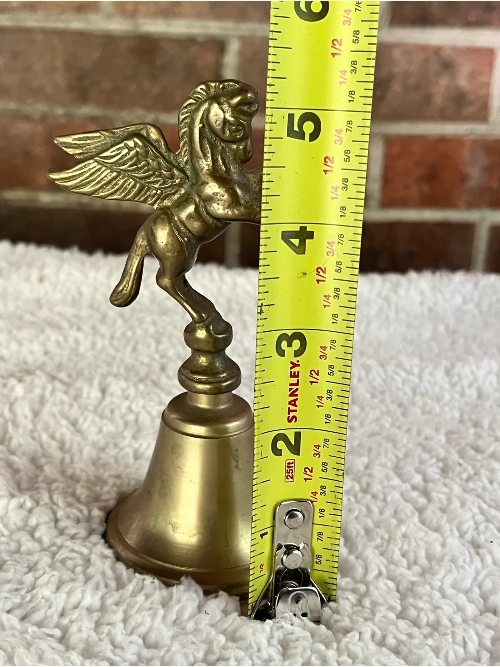 Brass Pegasus Bell - Winged Horse Figurine 6 Inch - Picture 7 of 8